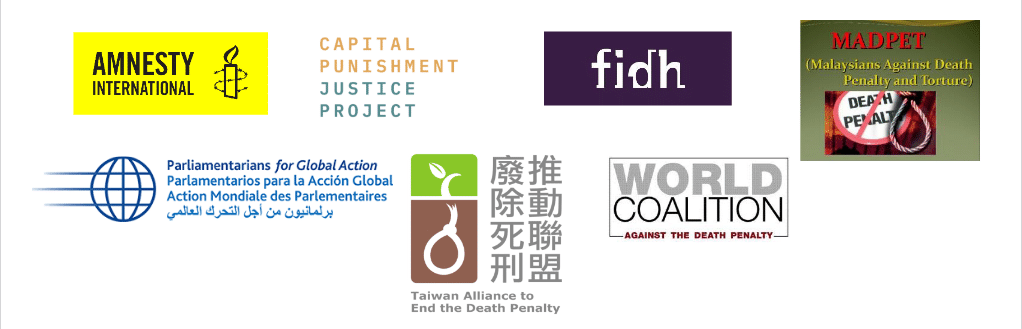 This statement is co-signed by: Amnesty International Capital Punishment Justice Project FIDH – International Federation for Human Rights MADPET – Malaysians Against Death Penalty and Torture Parliamentarians for Global Action Taiwan Alliance Against the Death Penalty World Coalition Against the Death Penalty