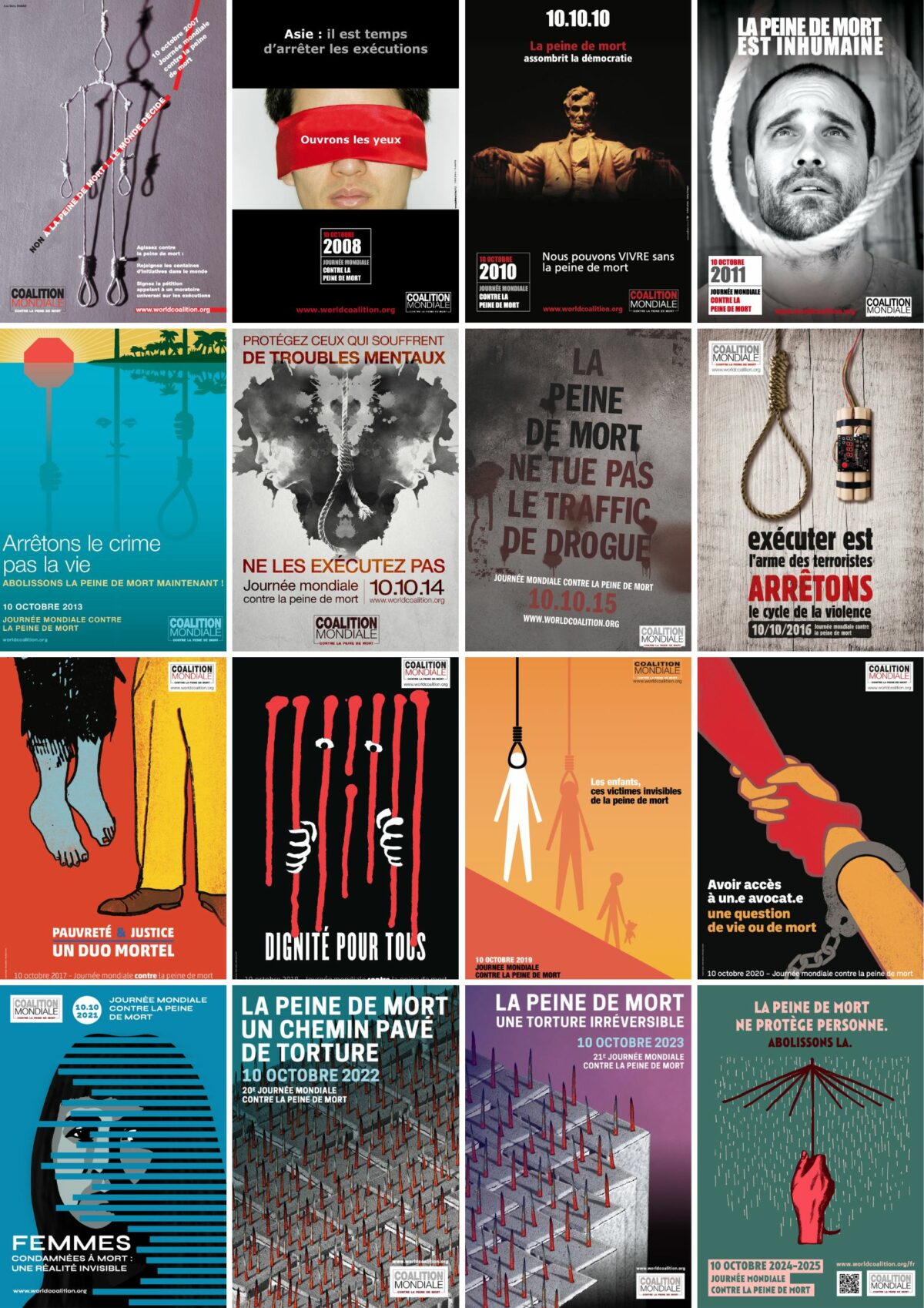 Journée mondiale contre la peine de mort - affiches mosaïque